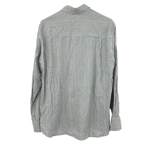 Tommy Bahama Size Medium Long Sleeve Button Up Top Shirt Silk Blend White Black - Picture 2 of 8